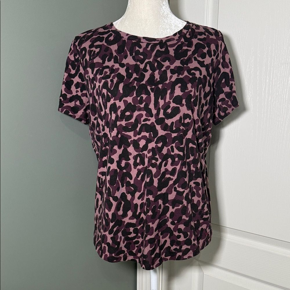 Victoria's Secret Burgundy, pink and Black Leopard Print Tee